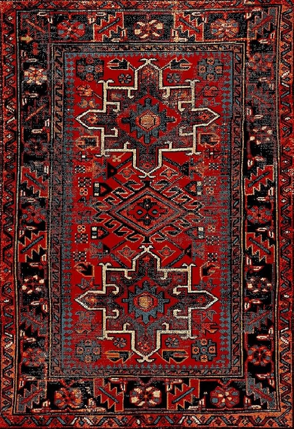 SAFAVIEH Vintage Hamadan Collection Area Rug - 5'3" x 7'6", Red & Multi, Traditional Persian Design, Non-Shedding & Easy to Clean, Ideal for Living Room, Bedroom, Dining Space (VTH211A)
