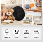 Round Throw Pillows Decorative Pleated Throw Pillows 15'' Diameter Accent Pumpkin Boho Chair Cushion for Couch Sofa Home Decoration(Black, White, Gray,3 Pcs)