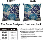 Navy Blue Grey Gray Pillow Covers 24X24 Inch Set of 2, Modern Dahlia Floral Print Decorative Throw Pillow Covers Outdoor Farmhouse Cushion Case for Home Couch Sofa Bed Decoration