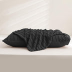 JELLYMONI Pillowcases King Size Black 2 Pack Boho Striped Bed Pillow Covers 20x36in Polyester Envelope Pillow Shams Tufted Bohemian Textured (Pillows are not Included)