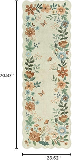 Lahome Floral Kitchen Runner Rug, 2X6 Rug Runners for Hallways Non Slip Ultra-Thin Soft, Non Slip Washable Runner Low-Pile Stain Resistant Boho Carpet for Bedroom Flore (2x6ft,Beige)