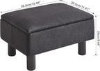 IBUYKE Storage Ottoman Footrest Stool with Linen Fabric, Rectangular, Flip Top Lid, Non-Slip Feet, Compact Design, Stylish and Functional, Black RF-BD220