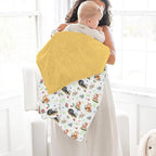 Spring Animals Baby Blankets for Girl Boy Raccoon Fox Deer Bird Snails Floral Leaves Soft Mink Dotted Backing Double Layer Swaddle Blanket for Toddler Nursery Forest Animal Bed Blanket 30x40