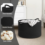 Goodpick Blanket Basket 19.7'' x 12.6'', Woven Storage Baskets, Cotton Rope Toy Storage for Kids, Home Decor for Living Room, 65L Black