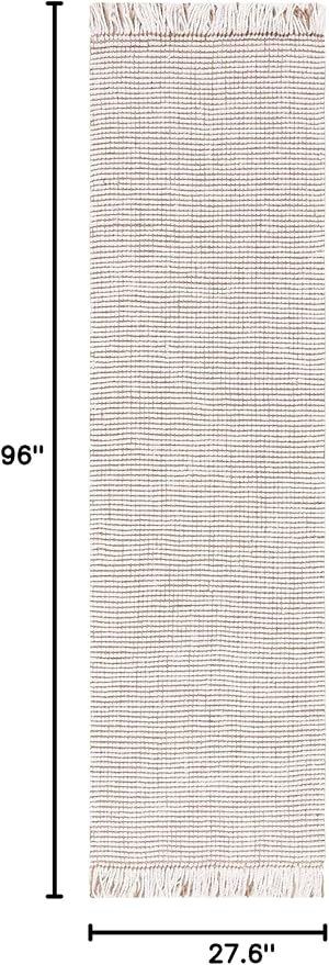 SAFAVIEH Natural Fiber Collection Runner Rug - 2'3" x 8', Ivory & Natural, Handmade Woven Farmhouse Fringe Jute, Ideal for High Traffic Areas in Living Room, Bedroom (NF826A)