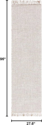 SAFAVIEH Natural Fiber Collection Runner Rug - 2'3" x 8', Ivory & Natural, Handmade Woven Farmhouse Fringe Jute, Ideal for High Traffic Areas in Living Room, Bedroom (NF826A)