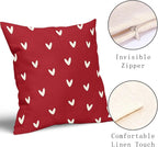Kawani Valentines Day Pillow Covers 16X16 Inch Red White Hearts Valentine Decorative Square Pillow Cases Set of 2 Valentine's Day Wedding Anniversary Throw Pillows Home Decor for Sofa Bedroom Couch