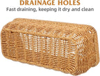 PRETYZOOM Woven Hanging Wall Baskets, Small Boho Natural Wicker Storage Organizer with 2 Hooks, Home Kitchen Bathroom Rattan Basket for Fruits, Food, Towel - 11 inch
