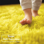 Amdrebio Yellow Round Circle Area Rug 5Ft for Bedroom Living Room, Fluffy Fuzzy Plush Rugs for Kids Room Decor Aesthetic, Cute Furry Shag Kawaii Circular Carpet for Classroom Nursery Teen Girls Boys