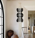 Flber Macrame Wall Hanging black and white Boho Wall Decor Art Living room wall art Round Handmade Geometric Lines Home Décor 11.8W x 65L