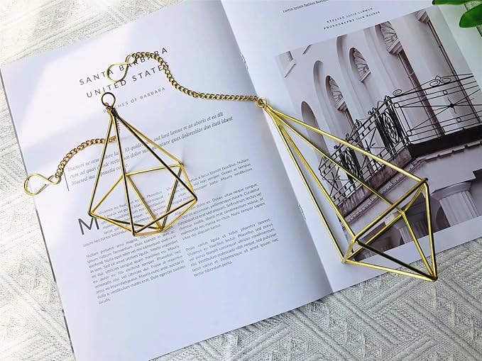 Geometric Hanging Tillandsia Holder Gold Metal Air Plant Holders for House Decor, Small Indoor Plants, Plant Lover Gifts (5Pcs)