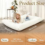 Honeydak 3 in 1 Giant Bean Bag Chair Cover Only (No Filler) Convertible Bean Bag Lazy Floor Sofa Cover Without Filling Washable Versatile Stuffed Animal Storage for Bedroom (Creamy White,Milk Velvet)