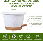 3 Pack Hanging Baskets Set, Hanging Planters for Indoor & Outdoor Plants, Self-Watering Hanging Pots with Removable Tray&Drainage Holes, Flower Pots for Home Garden Decor 10 Inch (White)