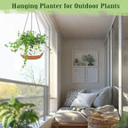 Hanging Planters for Outdoor Indoor Plants, 2 Pack 12 Inch Hanging Basket Plants Outdoor, Self Watering Hanging Planter with Plant Hanger for Garden Home Decoration (White)