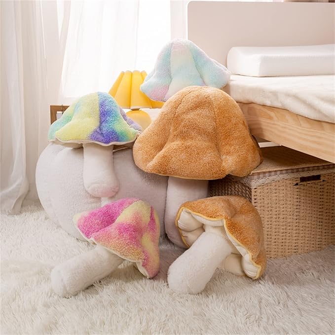 Mushroom Pillow Floor Pillow Sofa Cushion Home Decoration Pillows Reading Pillow (Khaki, 32cm)
