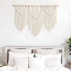 guzhiou large macrame wall hanging - Boho Tapestry Macrame Wall Decor Art- Chic Bohemian Handmade Woven Tapestry Home Decoration for Bedroom Living Room Apartment Wedding Party - 43"x32" (Beige-Leaf)