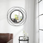 Round Black Mirror 24" for Living Room Wall Decor, Black Accent Framed Circle Bathroom Mirror, Decorative Vanity Mirror, Circular Mirror for Farmhouse Entryway Hallway