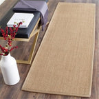 SAFAVIEH Area Rug 6' Square - Natural Fiber Collection - Maize & Linen Color, Sisal, Woven Design with Border (NF141B)