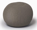 Urban Lifestyle Round Knit Pouf - Hand Woven Cotton, Taupe