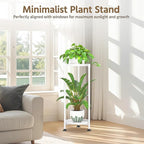 LASZOLA 2 Tier White Plant Stand Indoor for Large Tall Heavy Duty Flower Planter, Metal Vertical Multi Level Rack for Narrow Floor Corner, Sturdy Round Holder Organizer, Modern, Mid Century, Farmhouse