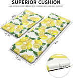 MAYHMYO Lemon Kitchen Mat Set of 2 - Anti Fatigue Mats for Kitchen Floor - Non Slip Cushioned Rugs for Standing - Lemon Decor (17.3"×29"+17.3"×47"-0.4") White