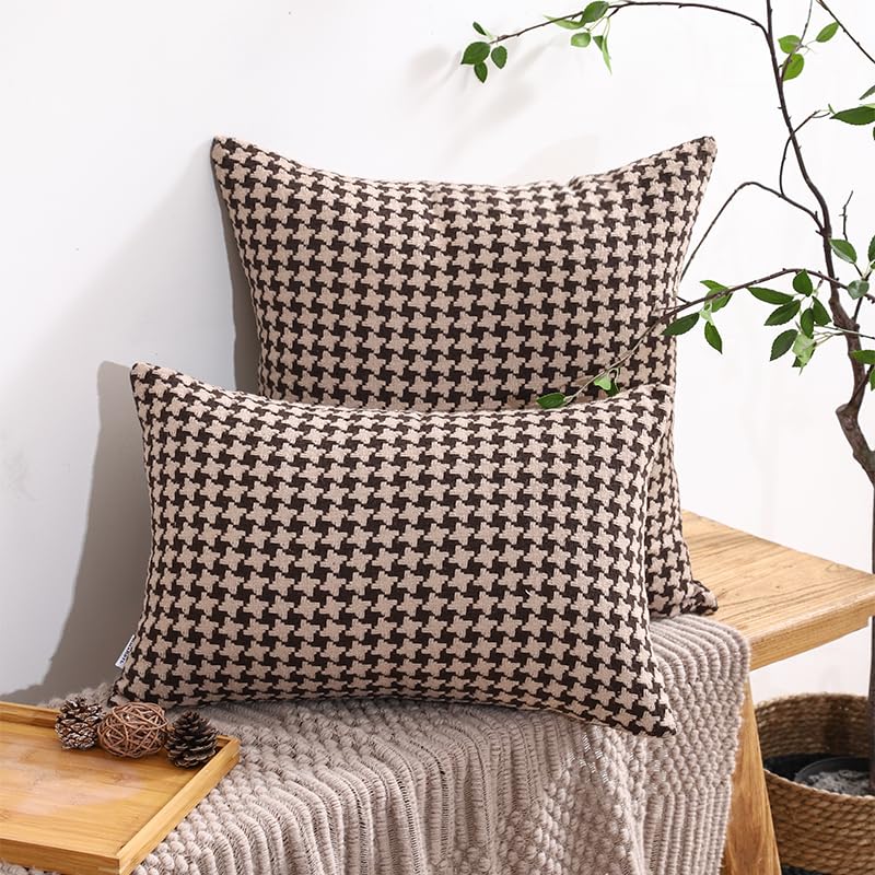The Perfect Combination of AMAROTI Coffee Color and Gray, Exquisite Windmill Texture Pattern, 18X18 inch Farmhouse Living Room Sofa More Upscale Enjoy Jacquard Craft and Velvet Texture Fabric - color: Coffee Pattern and Gray Pattern, size: 18" x 18" (Pack