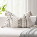 Kevin Textile Spring 12x24 Inch Lumbar Throw Pillow Cover 1 Pack Boho Decorative Soft Chenille Thread Woven Tufted Textured Rectangle Cushion Case Accent for Living Room Couch Sofa Bed, Grey