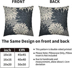 Dusty Blue Cream Grey Gray Pillow Covers 16X16 Inch Set of 2, Modern Dahlia Floral Print Decorative Throw Pillow Covers Outdoor Farmhouse Cushion Case for Home Couch Sofa Bed Decoration