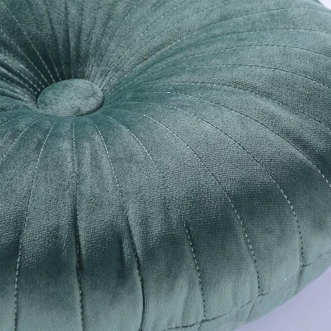 HLOVME Round Pillow Cushion for Couch Velvet Decorative Small Throw Pillow Solid Color for Living Room Bed Floor 13.7”, Navy Blue