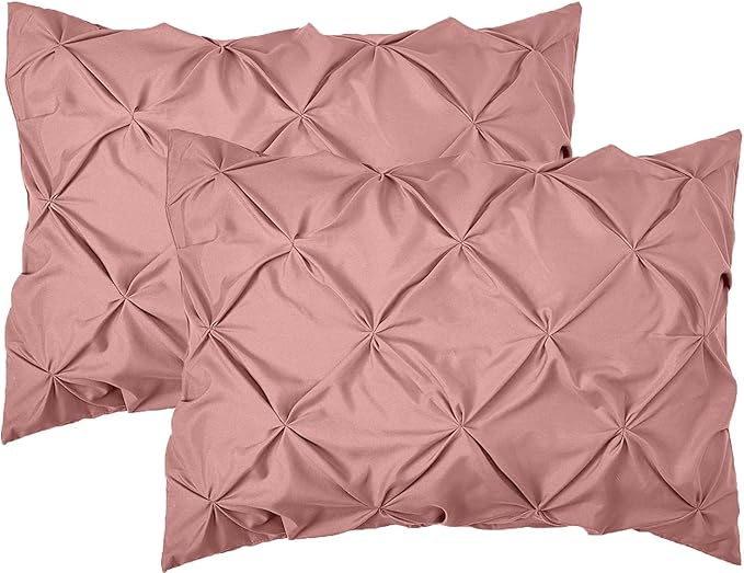Elegant Comfort 2-Pack Sham Set Pinch Pleat Design, 1500 Premium Hotel Quality Microfiber, Stylish Design-Easy Care, Wrinkle and Stain Resistant, 2-Piece Sham Set, Pleated King (36" x 20"), Dusty Rose