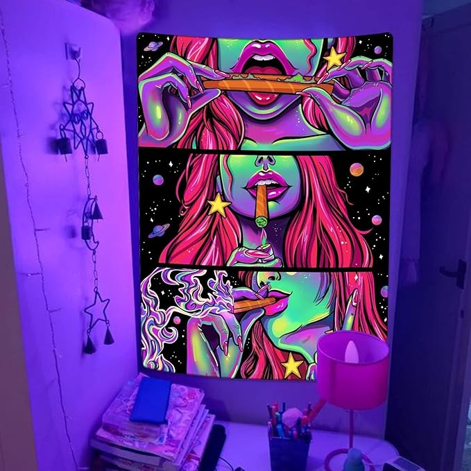 Yeoiat FantasyTapestry Anime Tapestry for Bedroom Cool Tapestries Wall Hanging for Dorm Living Room (Pink, 60.00" x 80.00")