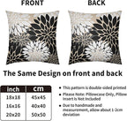 Black White Grey Gray Pillow Covers 22X22 Inch Set of 2, Modern Dahlia Floral Print Decorative Throw Pillow Covers Outdoor Farmhouse Cushion Case for Home Couch Sofa Bed Decoration
