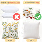 Embroidered Floral Throw Pillow Covers Flowers Decorative Couch Pillow Covers Farmhouse Green Floral Tufted Pillow Covers 18x18 Square Cushion Cases Set of 2 for Living Room Couch Sofa Bed Home Decor