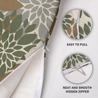 Brown Green Pillow Covers 20X20 Inch Set of 2, Spring Summer Floral Dahlia Flower Cream Decorative Throw Pillow Covers Outdoor Modern Farmhouse Cushion Case for Home Couch Sofa Bed Decor