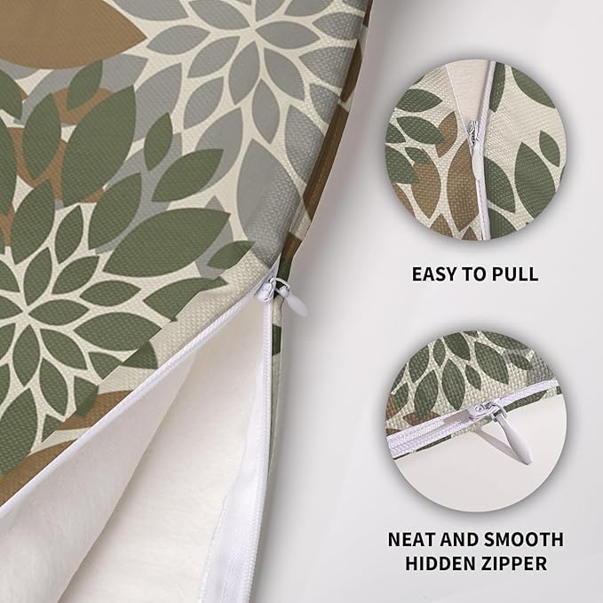 Brown Green Pillow Covers 24X24 Inch Set of 2, Spring Summer Floral Dahlia Flower Cream Decorative Throw Pillow Covers Outdoor Modern Farmhouse Cushion Case for Home Couch Sofa Bed Decor