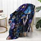 Cute Whimsical Mushroom Throw Blanket Aesthetic Dark Botanical Florals Throw,Witchy Gifts for Women,Gothic Gifts,Soft Cozy Warm Moth Witchy Plush Blanket Throw for Women Girls Mom 30"x40"