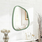 Asymmetrical Mirror for Wall Irregular Wood Frame Modern Unique Wall Mirror Decorative Vanity Bathroom Living Room Bedroom Entryway Hallway Artistic Mirror 20"x16"