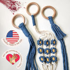 Set of 3 Macrame plant hangers with Daisies & Beads Hanging plant holder Macrame Plant hangers outdoor and indoor hanging planters Plant stand indoor Boho Decor hanging planter stand (Peacock Blue)