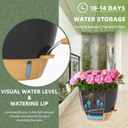 ZMTECH 12 Inch Hanging Planters for Indoor Outdoor Plants, 2 Pack Self Watering Hanging Plant Pots with Drainage Hole, Visual Reservoir, Plastic Flower Hanging Pots with Watering Lip (Black)