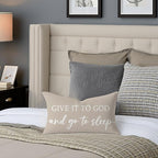 Warm Beige Lumbar Pillow Covers 12x20 Inch Set of 2 – Christian Throw Pillowcase for Couch – Give It to God and Go to Sleep/Relax God’s Got This – Faith-Based Decor