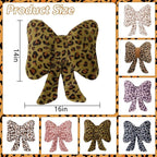 2Pcs Leopard Print Bow Throw Pillow Furry Bow Plush Pillows Cute Flower Plush Pillow Cheetah Home Decor Stuffed Bow Lumbar Pillow for Bed Couch Living Room Decor (Green, 16in)