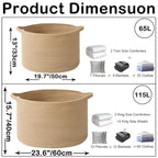 65L Large Blanket Basket,19.7" L x 19.7" W x 13" H Rope Woven Baskets with Handles, Toys Storage Bins,Laundry Basket Perfect for Living Room, Nursery,Bedroom,Home Organization,Camel