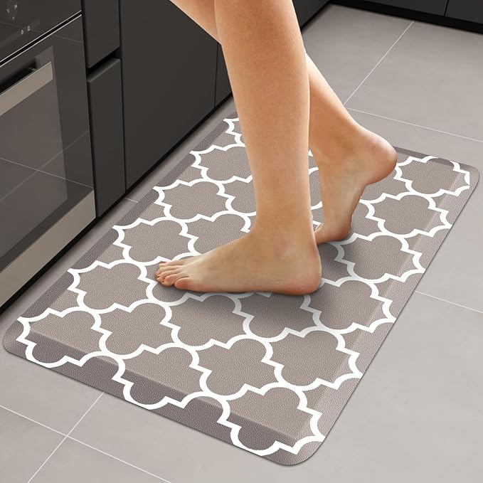 WISELIFE Anti Fatigue Floor Mat - 4/5 Inch Thick Kitchen Mat Non Slip Waterproof Heavy Duty Ergonomic Comfort Mat Durable for Home, Office, Sink, Laundry,(20" x 32", Khaki)