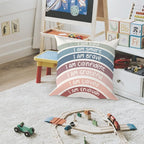 QIYUHOY Rainbow Classroom Throw Pillow Covers, Book Center Calming Corner Playroom Decor Pillow Case, Crimson Pillow Cover, I Am Kind Smart Brave Confidence 18x18 Inch Pillowcase（Crimson）