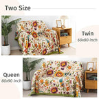 Qidordour Boho Throw Blanket, 60"x80" Muslin Blankets for Adult, 100% Organic Cotton Blanket for Couch Sofa, Lightweight Quilt, All Season Bed Throw, Farmhouse Home Decor, C-Phoenix Floral