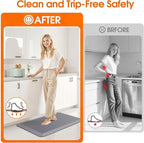 Kitchen Mat, Cushioned Thick Floor Comfort Mat, with Non-Slip Bottom, Waterproof & Stain Resistant & Easy Clean, Standing Desk Mat for Kitchen, Sink, Office (17.3''x28'', Grey)