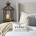 Decorative Throw Pillow Covers 12x20 Inch Set of 2 – White Christian Lumbar Pillowcase – Give It to God and Go to Sleep/Relax God’s Got This – Faith Bedroom Bed Decor for Women