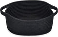 ABenkle Small Basket with Handles - Decorative Durable Rope Woven Storage Bin Shelf Storage Organizer Cube, Easter Baby Gift Basket, 12"x8"x5", Black