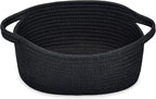 ABenkle Small Basket with Handles - Decorative Durable Rope Woven Storage Bin Shelf Storage Organizer Cube, Easter Baby Gift Basket, 12"x8"x5", Black