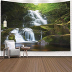 EMMTEEY Landscape Tapestry Wall Hanging Decor 60X50 Inch-Waterfall Mountain Scenery Durable Tapestries for Bedroom